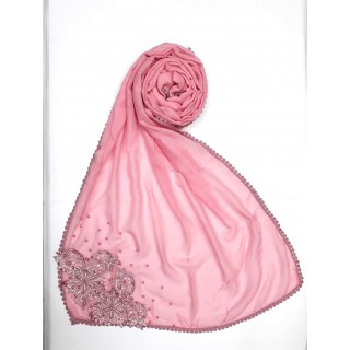 Designer Diamond Studded Women's Stole-Baby Pink